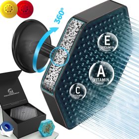 Luxury Filtered Shower Head Black High Pressure Rain Showerhead with Filter for Chlorine Rust Sediments Water Filter Shower Head with Vitamin C E