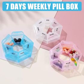 1 pack 7 Days Pill Storage Box, Mini TravelPortable Medicines Dispenser Box,Multifunction Plastic Seven CompartmentSealer Box
