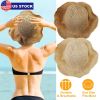 Ladies Summer Sun Hats Women Wide Brim Straw Floppy Panama Cap Roll up Beach Hat Packable Summer Cap For Women