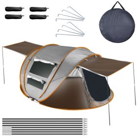 5-8 Person Pop Up Tent Automatic Setup Camping Tent Waterproof Instant Setup Tent with 4 Tent Poles 2 Mosquito Net Windows Carrying Bag for Hiking Cli (Option: Pro_Khaki_5_8)